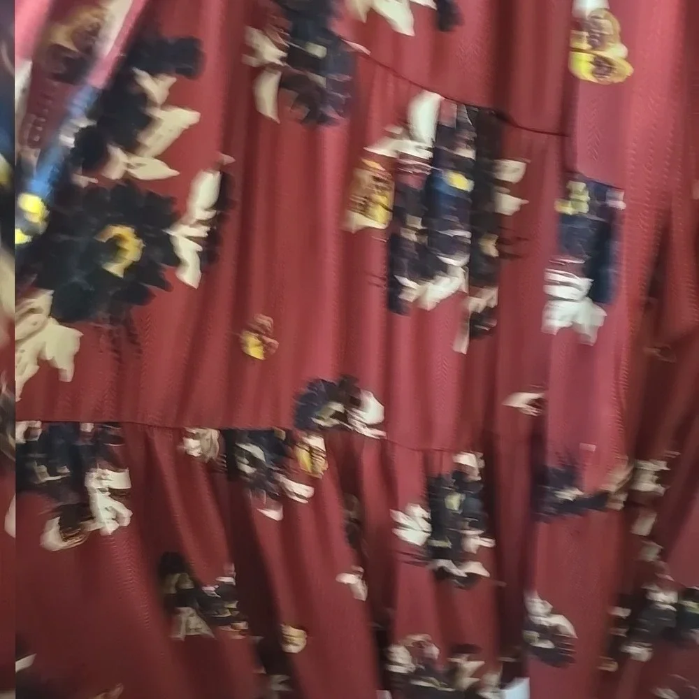 Free People All I Got Tiered Maxi Dress Size 0 Rust Butterfly Floral Front‎ Tie